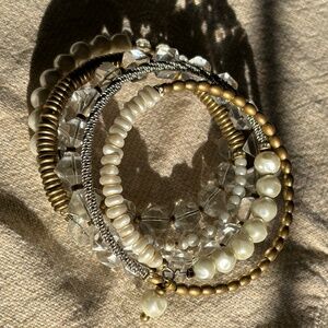 Silpada Silver Glass Brass Swarovski Crystals Practical Pearls Bracelet KRB0003